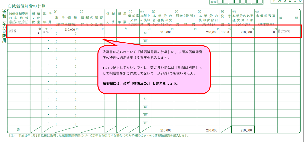 青色決算書3ページ目の書き方