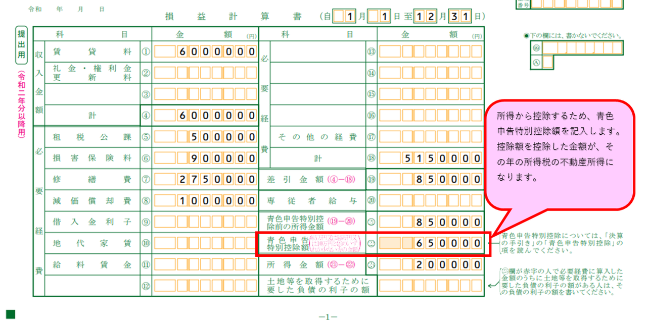 青色決算書1ページ目の書き方