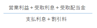 （営業利益+受取利息+受取配当金）/（支払利息+割引料）